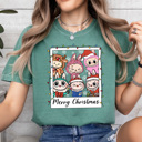 XXL Light Green Little Monsters Christmas Polaroid Comfort Colors Tee, Furry Bubu Holiday Printed Tee, Trendy Christmas Toy Shirt   