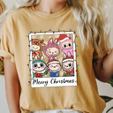 Large Mustard Little Monsters Christmas Polaroid Comfort Colors Tee, Furry Bubu Holiday Printed Tee, Trendy Christmas Toy Shirt   