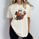 XXL Ivory FAUX Quilted Halloween Ghost Comfort Colors Tee, Printed Spooky Pattern Tee, Halloween Boo Shirt