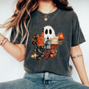 XXL Pepper FAUX Quilted Halloween Ghost Comfort Colors Tee, Printed Spooky Pattern Tee, Halloween Boo Shirt