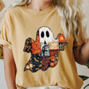  FAUX Quilted Halloween Ghost Comfort Colors Tee, Printed Spooky Pattern Tee, Halloween Boo Shirt