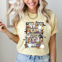 XL Butter Halloween Ghost Book Shelf Comfort Colors Tee, Spooky Reading Book Printed Tee, Halloween Horror Book Tok Tee