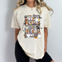 XXL Ivory Halloween Ghost Book Shelf Comfort Colors Tee, Spooky Reading Book Printed Tee, Halloween Horror Book Tok Tee