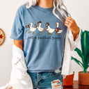 XXL Blue Jean Just A Football Goose Comfort Colors Tee, Silly Goose Printed Tee, Game Day Football Goose 
