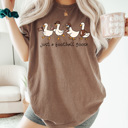 Large Espresso Just A Football Goose Comfort Colors Tee, Silly Goose Printed Tee, Game Day Football Goose 