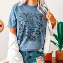 Small Blue Jean Touch Down Season Football Comfort Colors Tee, Trendy Game Day Collage Printed Tee, Football Season Shirt 