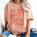 Small Peachy Merry Chirstmas Comfort Colors Tee, Holiday Printed Tee 