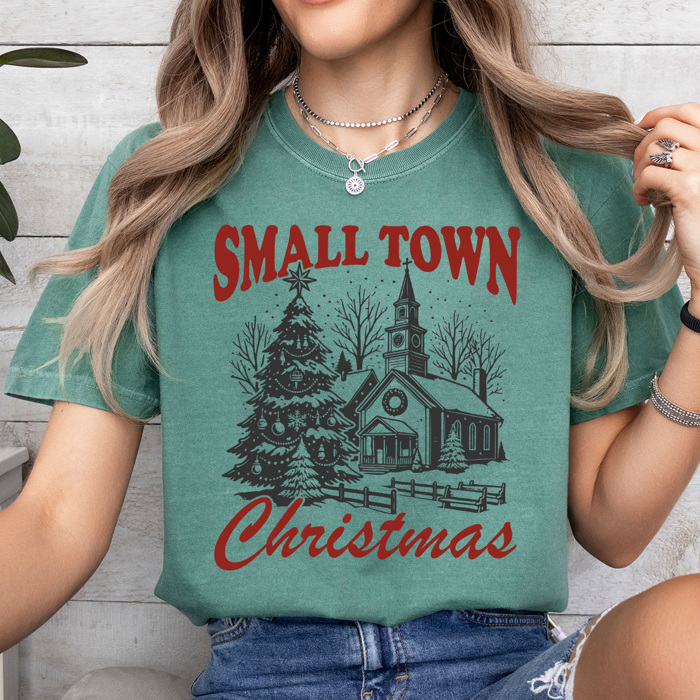 Samll Town Christmas Comfort Colors Tee, Holiday Graphic Tee, Winter Wonderland Shirt 