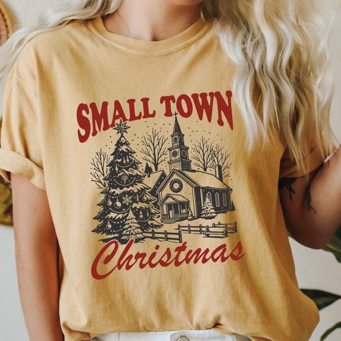 Samll Town Christmas Comfort Colors Tee, Holiday Graphic Tee, Winter Wonderland Shirt 