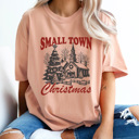 Small Peachy Samll Town Christmas Comfort Colors Tee, Holiday Graphic Tee, Winter Wonderland Shirt 