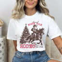  North Pole Rodeo Comfort Colors Tee, Holliday Graphic Tee, Santa, Horse, Cowoboy Shirt 