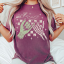 XXL Berry Frankenstein And Skeleton Pinky Promise Comfort Colors, Halloween Spooky Graphic Tee, Halloween Checkered Printed Tee