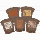  Fall Season Vibes Comfort Colors Tees, Pumpkin Season Printed Tee, Sweater Weather, Autumn Vibes, Spice Girl, Coffee Weather 
