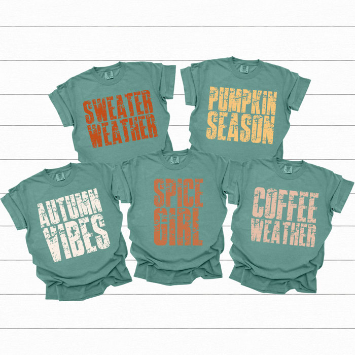 Fall Season Vibes Comfort Colors Tees, Pumpkin Season Printed Tee, Sweater Weather, Autumn Vibes, Spice Girl, Coffee Weather 