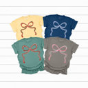  Holiday Christmas Bows Comfort Colors Tee, Festive Coquette Bow Printed Tee 