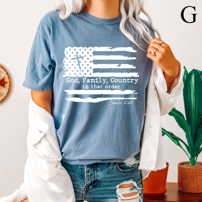 Freedom Comfort Colors Tees, Free Speech Graphic Tee, God Family Country Printed Tee 