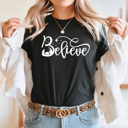 XL Black Believe Nativity Graphic Tee, Jesus Birth Printed Tee, Christmas Shirt 