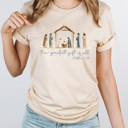 Large Cream The Greatest Gift Of All Graphic Tee, Christmas Nativity Shirt, Jesus Birth Watercolor Tee