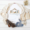 XL White The Greatest Gift Of All Graphic Tee, Christmas Nativity Shirt, Jesus Birth Watercolor Tee