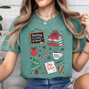Large Light Green Teacher Christmas Comfort Colors Tee, Joy To Teach Holiday Graphic Tee, Christmas School Shirt 