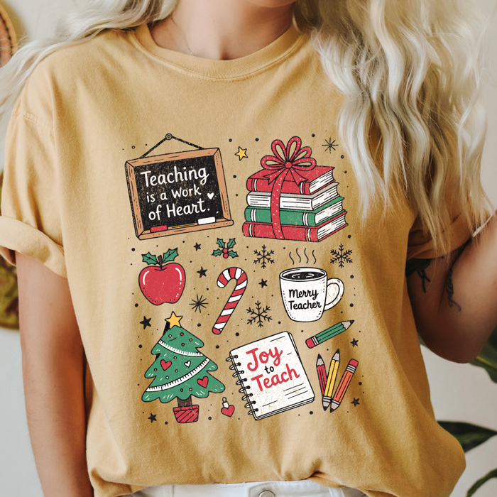 Teacher Christmas Comfort Colors Tee, Joy To Teach Holiday Graphic Tee, Christmas School Shirt 