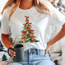  Christmas Tree Bow Graphic Tee, Coquette Holiday Tee, Christmas Tree Shirt 