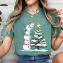  Festive Snowmen Comfort Colors Tee, Winter Snow Graphic Tee, Snowman Shirt