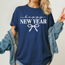 Happy New Year Bow Comfort Colors Tee, Coquette New Years Graphic Tee, 2026 New Years Party Shirt