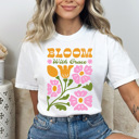 XXL White Bloom With Grace Comfort Colors Tee, Whimsical Flowers Graphic Tee, Spring Floral Shirt
