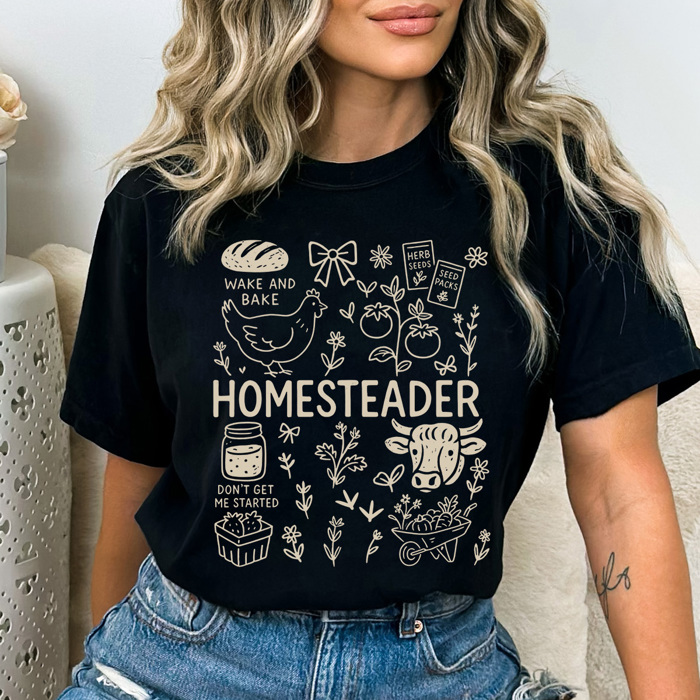 Homesteader Comfort Colors Tee, Farm Life Graphic Tee, Homemaker Shirt 