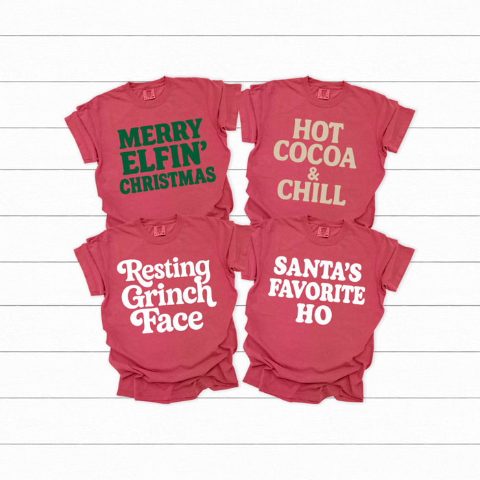 Funny Christmas Holiday Comfort Colors Tee, Family Graphic Tees, Santa Shirts 