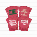 Small Crimson Funny Christmas Holiday Comfort Colors Tee, Family Graphic Tees, Santa Shirts 
