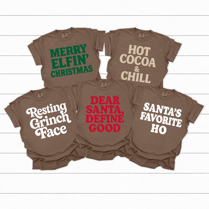 Funny Christmas Holiday Comfort Colors Tee, Family Graphic Tees, Santa Shirts 