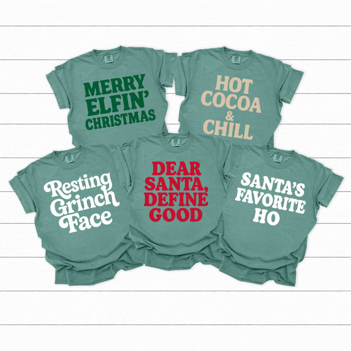 Funny Christmas Holiday Comfort Colors Tee, Family Graphic Tees, Santa Shirts 