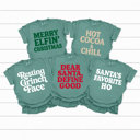 Medium Light Green Funny Christmas Holiday Comfort Colors Tee, Family Graphic Tees, Santa Shirts 