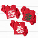 XL Red Holly Night Fleece Sweatshirts, Jesus Christmas Graphic Pullover, Christ Birth 