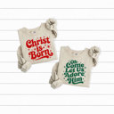 Small Sand Holly Night Fleece Sweatshirts, Jesus Christmas Graphic Pullover, Christ Birth 