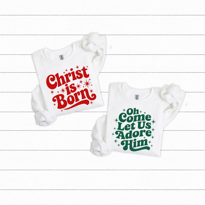 Holly Night Fleece Sweatshirts, Jesus Christmas Graphic Pullover, Christ Birth 