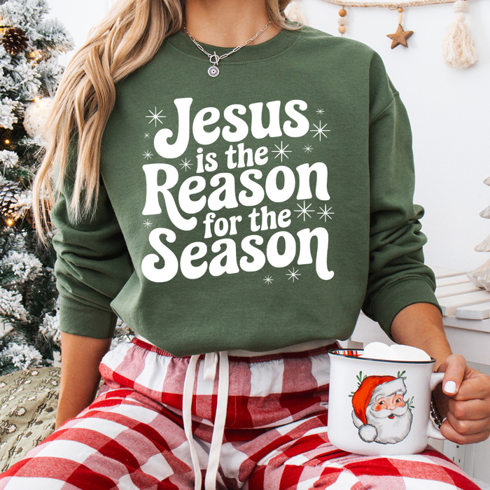 Holly Night Fleece Sweatshirts, Jesus Christmas Graphic Pullover, Christ Birth 