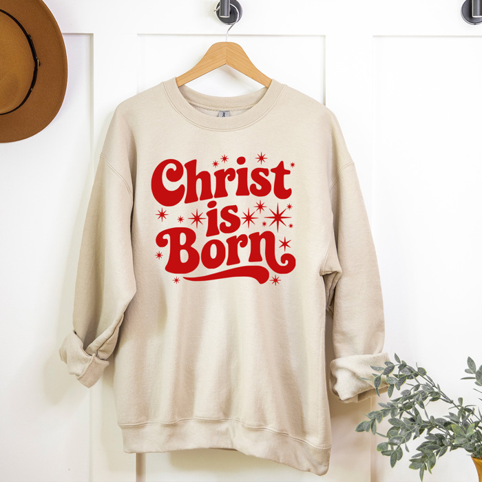 Holly Night Fleece Sweatshirts, Jesus Christmas Graphic Pullover, Christ Birth 