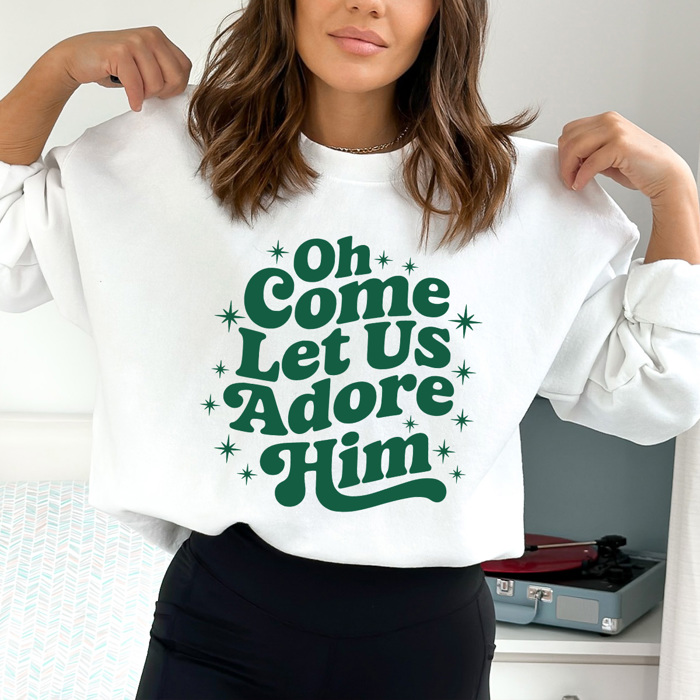 Holly Night Fleece Sweatshirts, Jesus Christmas Graphic Pullover, Christ Birth 