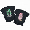 Medium Black Change For The Good Comfort Colors, Green Witch, Pink Witch, Trendy Printed Tee, Pink And Green Graphic Tee