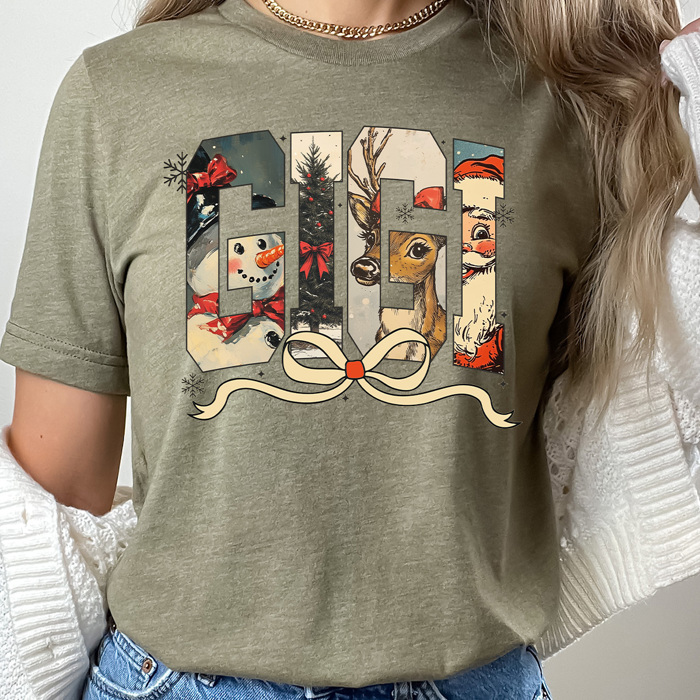 Vintage Christmas Character Mama Graphic Tee, Mimi Holiday Tee, Vintage Holiday Nana Shirt, Gigi Christmas Shirt