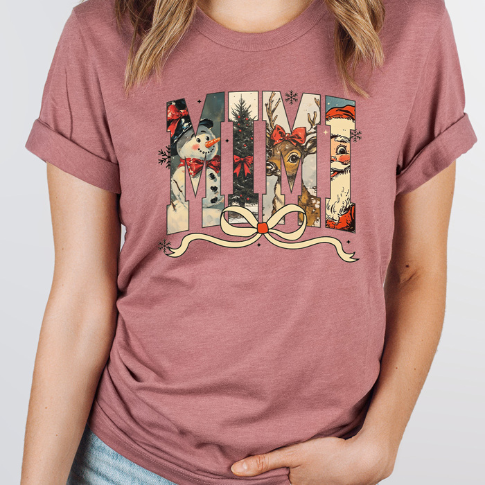 Vintage Christmas Character Mama Graphic Tee, Mimi Holiday Tee, Vintage Holiday Nana Shirt, Gigi Christmas Shirt