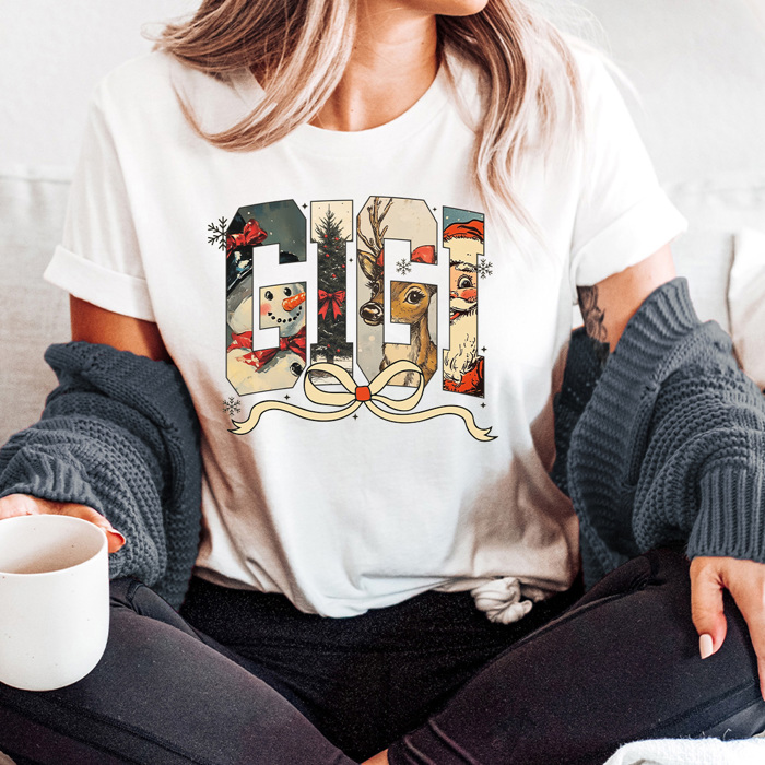 Vintage Christmas Character Mama Graphic Tee, Mimi Holiday Tee, Vintage Holiday Nana Shirt, Gigi Christmas Shirt