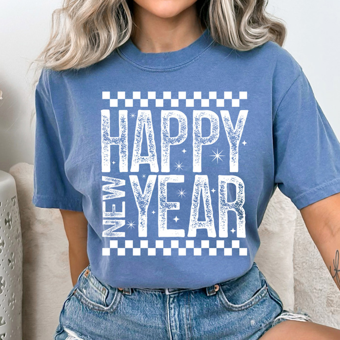 Happy New Year Comfort Colors Tee, New Year Crew Shirt, Hello 2026 Graphic Tee