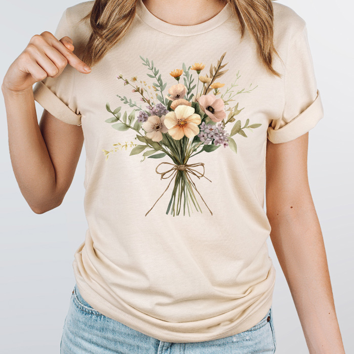 Vintage Flower Bouquet Graphic Tee, Retro Floral Shirt, Spring Flowers Tee