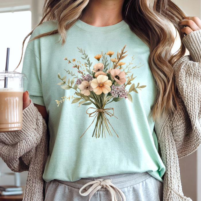 Vintage Flower Bouquet Graphic Tee, Retro Floral Shirt, Spring Flowers Tee