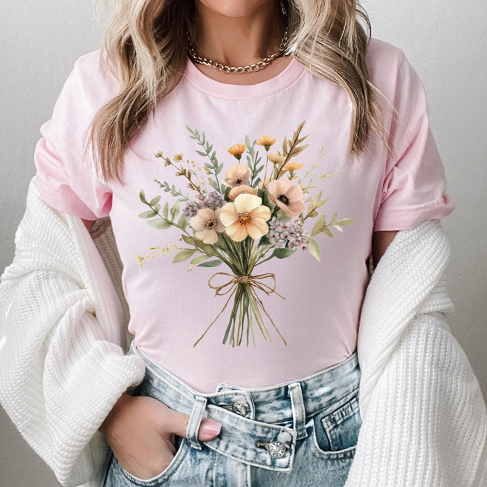 Vintage Flower Bouquet Graphic Tee, Retro Floral Shirt, Spring Flowers Tee
