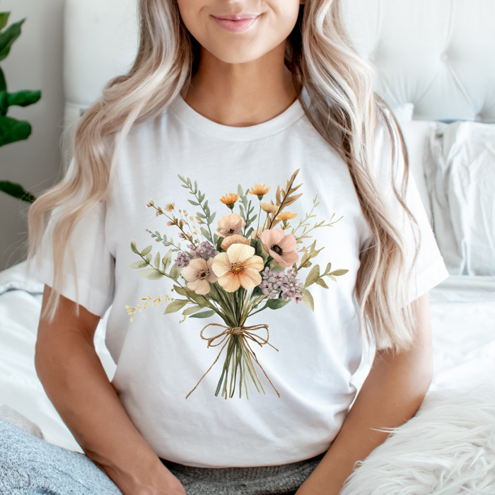 Vintage Flower Bouquet Graphic Tee, Retro Floral Shirt, Spring Flowers Tee